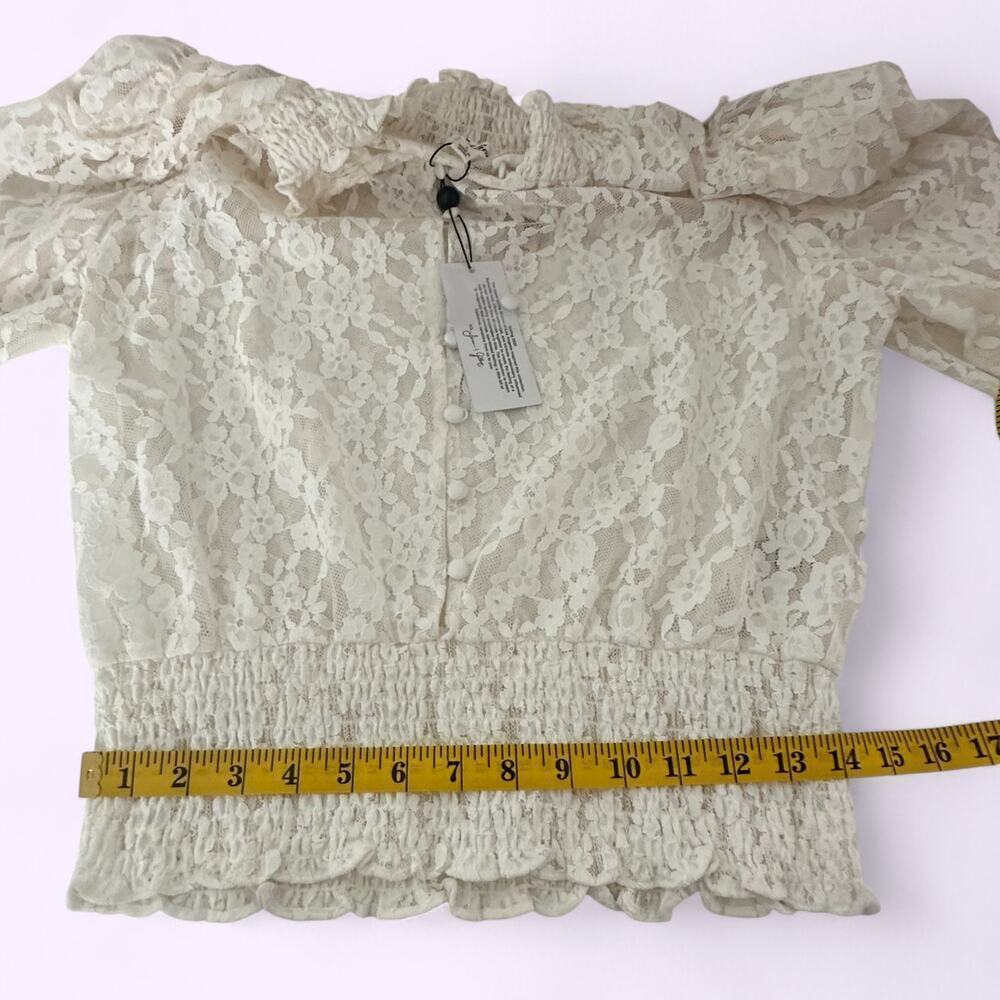 NWTs For Love and Lemons Victoria Secret Violeta White Lace Top (L) - Picture 10 of 16